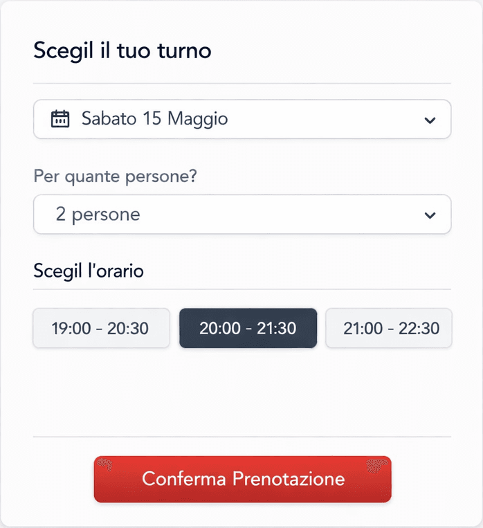 Interfaccia di prenotazione SushiTime