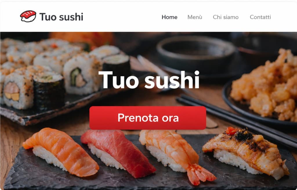 Esempio di sito ristorante con bottone Prenota di SushiTime